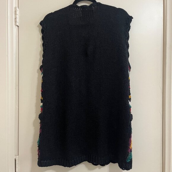 Vtg Hand Knitted Whimsigoth Sweater Vest 1X Folk Art Cottage Eclectic Grandma - Picture 2 of 7